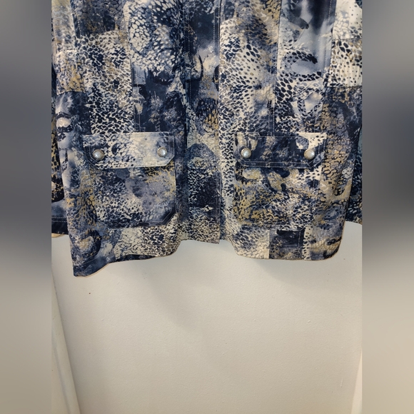 Zenergy by Chico’s Size 2 Purple Gold Ivory Full Zip Jacket - Picture 3 of 14